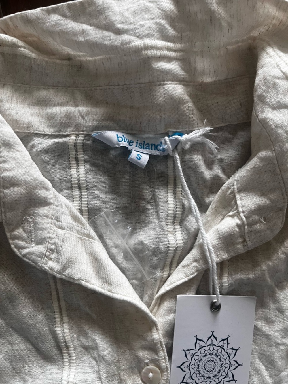 New soft blue island Cream Button-Front Linen Trench Coat size S - Picture 5 of 7
